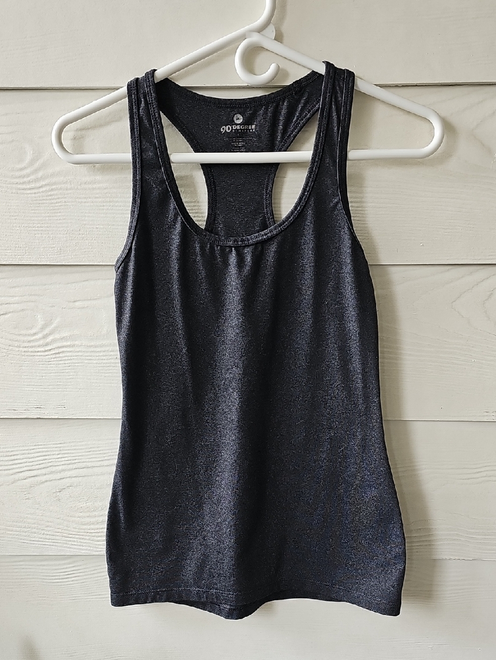 90 Degree by Reflex Heather Charcoal Grey Racerback Athletic Tank Top Size S